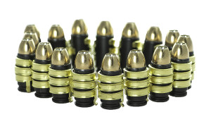 Gold on black 9mm linked bullet bracelet with DRT projectiles