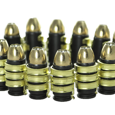 Gold on black 9mm linked bullet bracelet with DRT projectiles