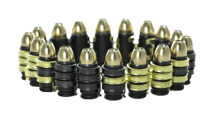 Mixed Black and Gold on Black 9mm linked bullet bracelet with DRT lead free projectiles