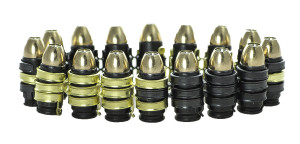 Mixed Black and Gold on Black 9mm linked bullet bracelet with DRT lead free projectiles