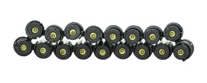 Black on Black 9mm linked bullet bracelet with RIP solid copper machined lead free hollow point projectiles