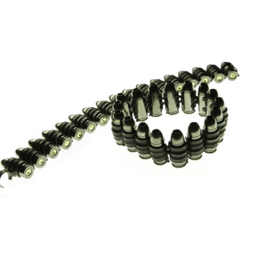 Complete Mirror Black 9mm Bullet Bracelet with Black Links