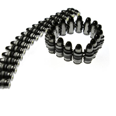 Complete Mirror Black 9mm Bullet Bracelet with Mixed Links