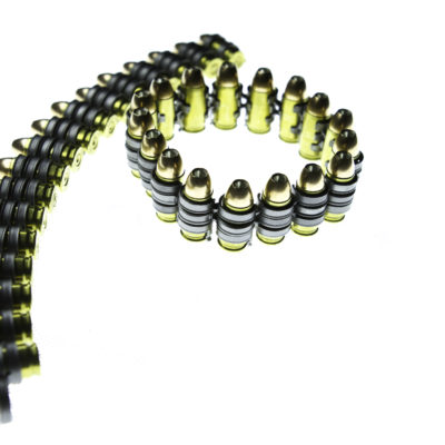 Copper and Brass 9mm Bullet Bracelet with Grey Links
