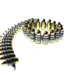 Copper and Brass 9mm Bullet Bracelet with Grey Links - Image 4