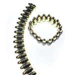 Copper and Brass 9mm Bullet Bracelet with Grey Links - Image 2