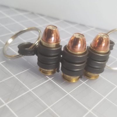 9mm Copper on Brass Keychain with Black Nitride Links