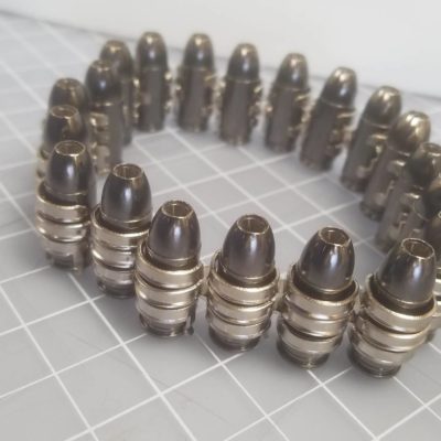 Complete Mirror Black 9mm Bullet Bracelet with Nickel Links