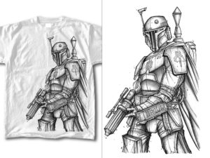 Boba The Fett Line Art TShirt