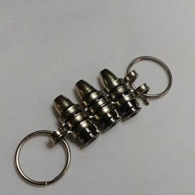 Liberty Civil Defense 9MM Projectiles with Mirror Cases & Nickel Plated Links - Keychain