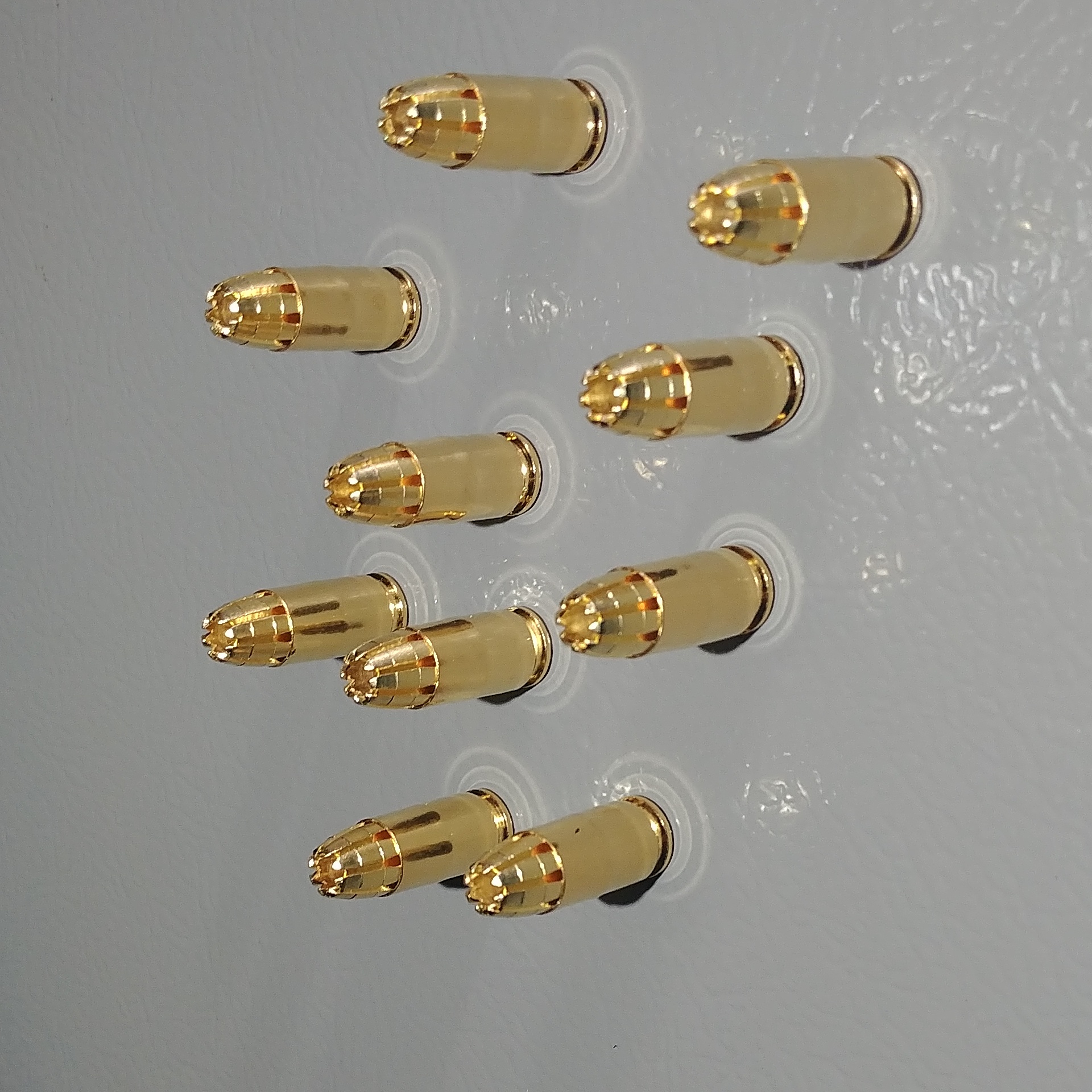 9mm Gold Plated RIP Bullet Magnets for your fridge or toolbox - set of 10
