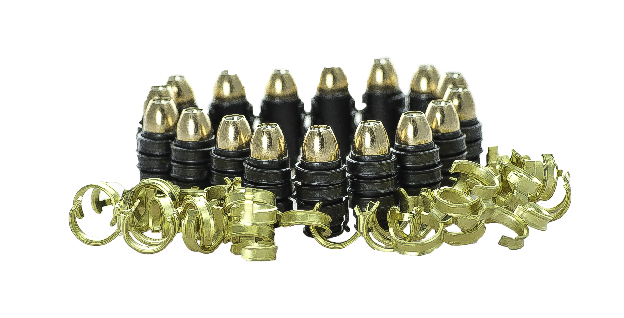 Black on Black 9mm linked bracelet with DRT lead free hollow point projectiles PLUS gold links