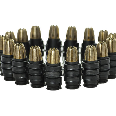 Black on Black 9mm linked bullet bracelet with RIP solid copper machined lead free hollow point projectiles